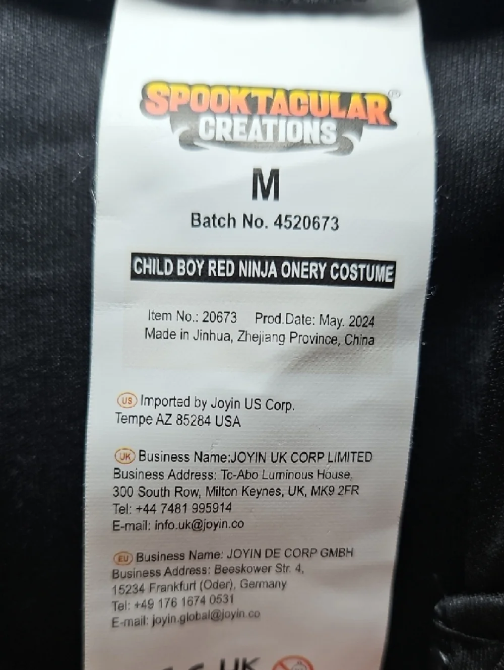 Spooktacular Creations Ninja Kids Costume 10 Pc New - Picture 4 of 9